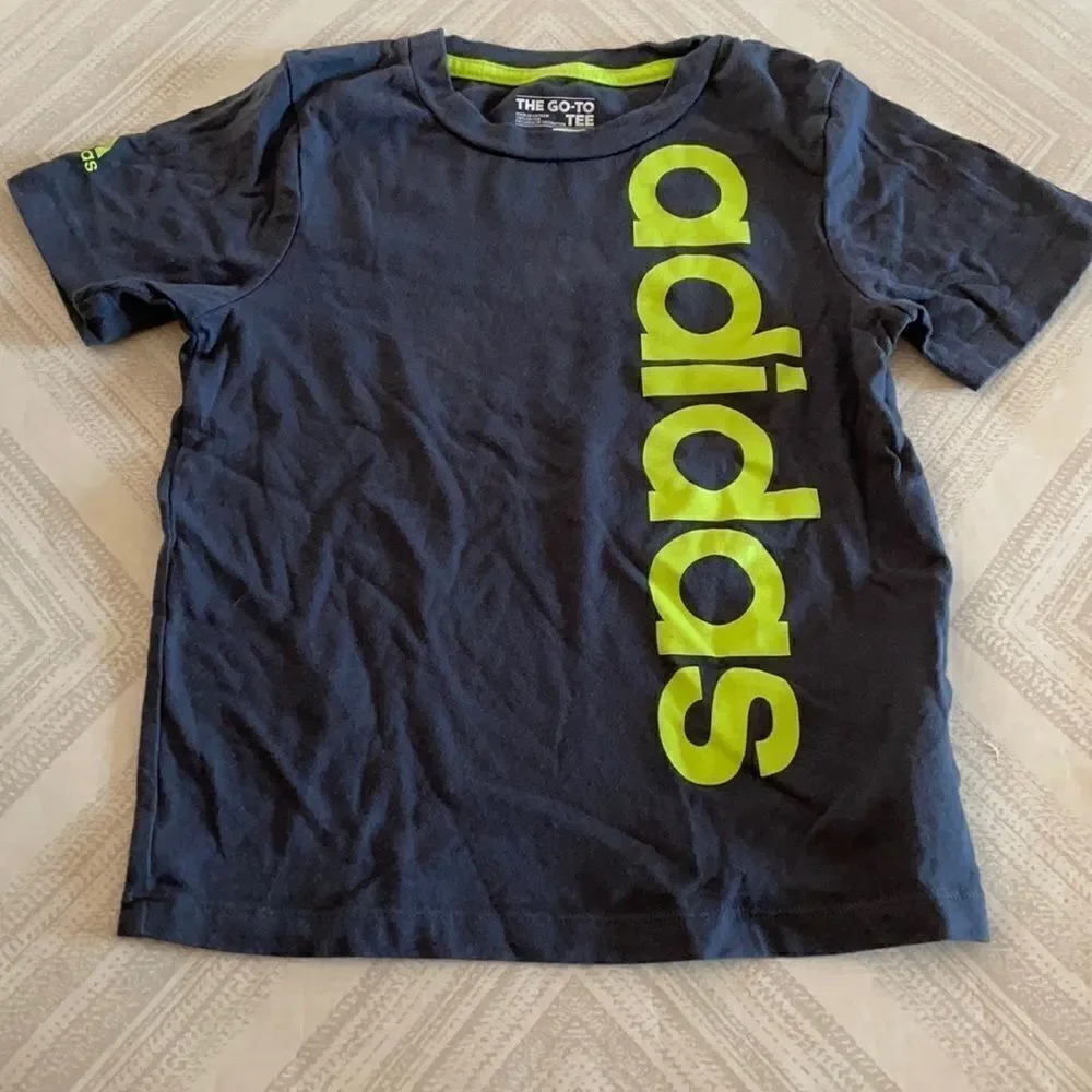 Adidas Boys Grey & Neon Yellow T-Shirt